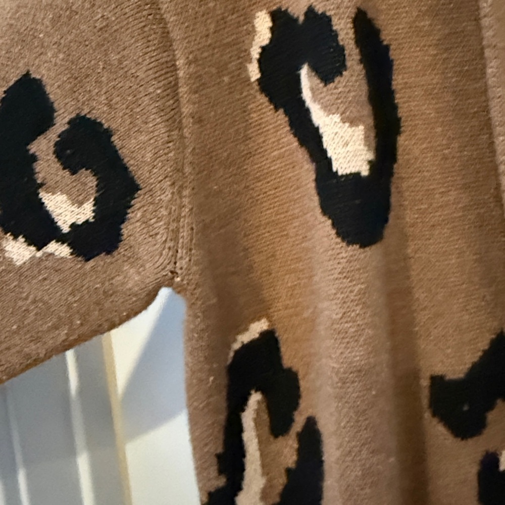 J Crew S Ella Leopard Open Front Long Sweater Blazer Cardigan - Picture 8 of 10
